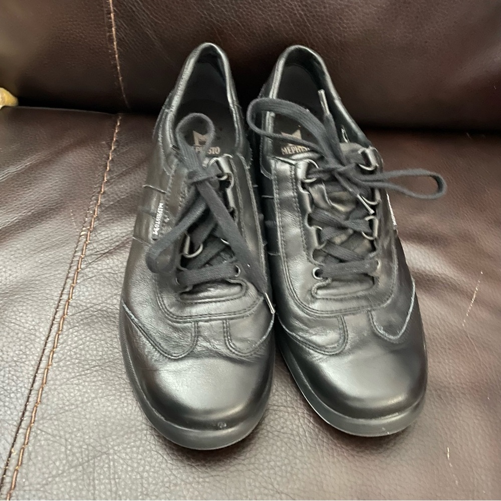 Mephisto Laser black leather lace-up sneakers